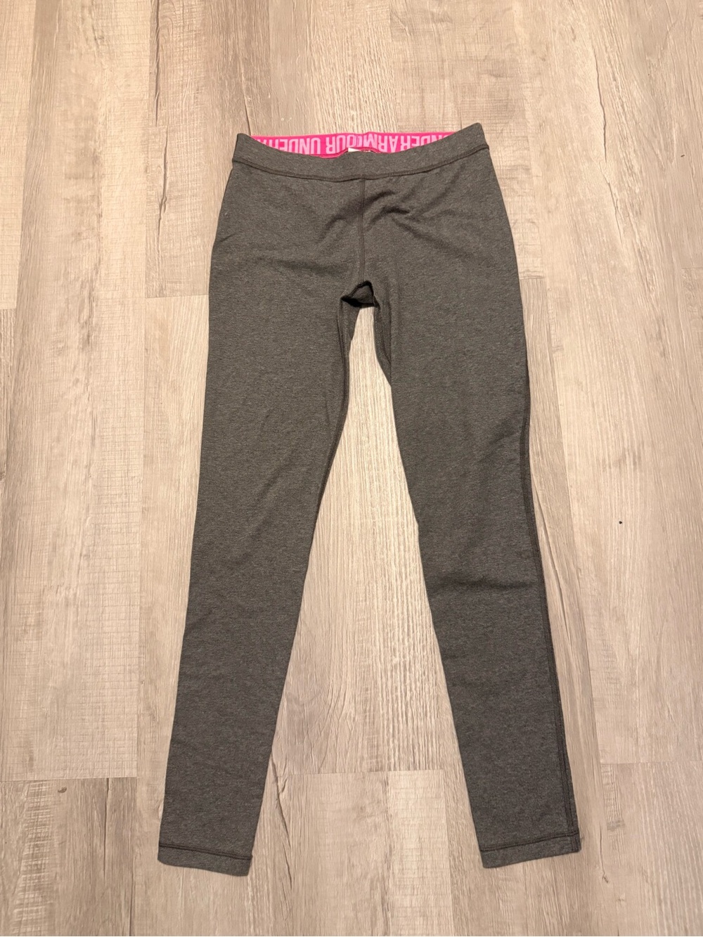 Under Armour Gray Leggings with Pink Branded Waistband